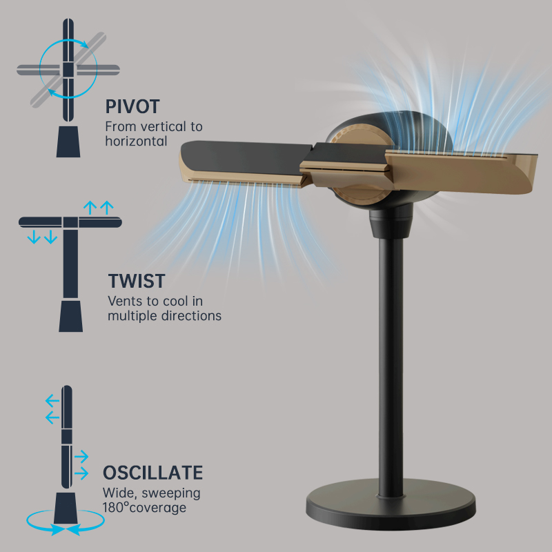 360&deg;Multi-direction 5 air speeds tuya Smart Bladeless Cooling Tower Fan