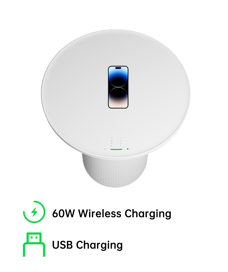 2 in 1 Multi Purpose table type Air Purifier Hepa Filter with Wireless Charging and light