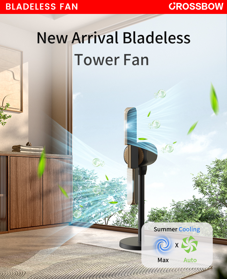 360&deg;Multi-direction 5 air speeds tuya Smart Bladeless Cooling Tower Fan