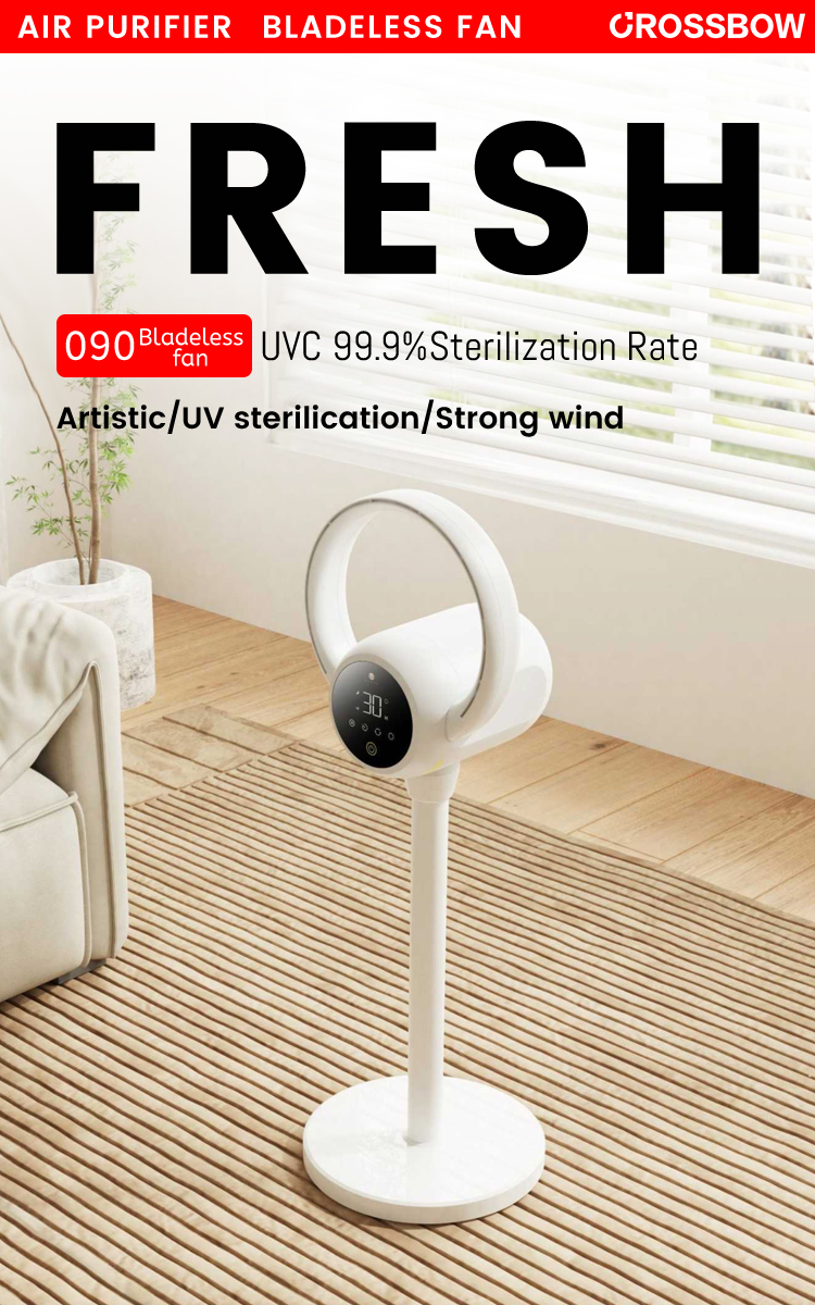 2 in 1 Tabletop Floor Use standing bladeless cool tower fan with light