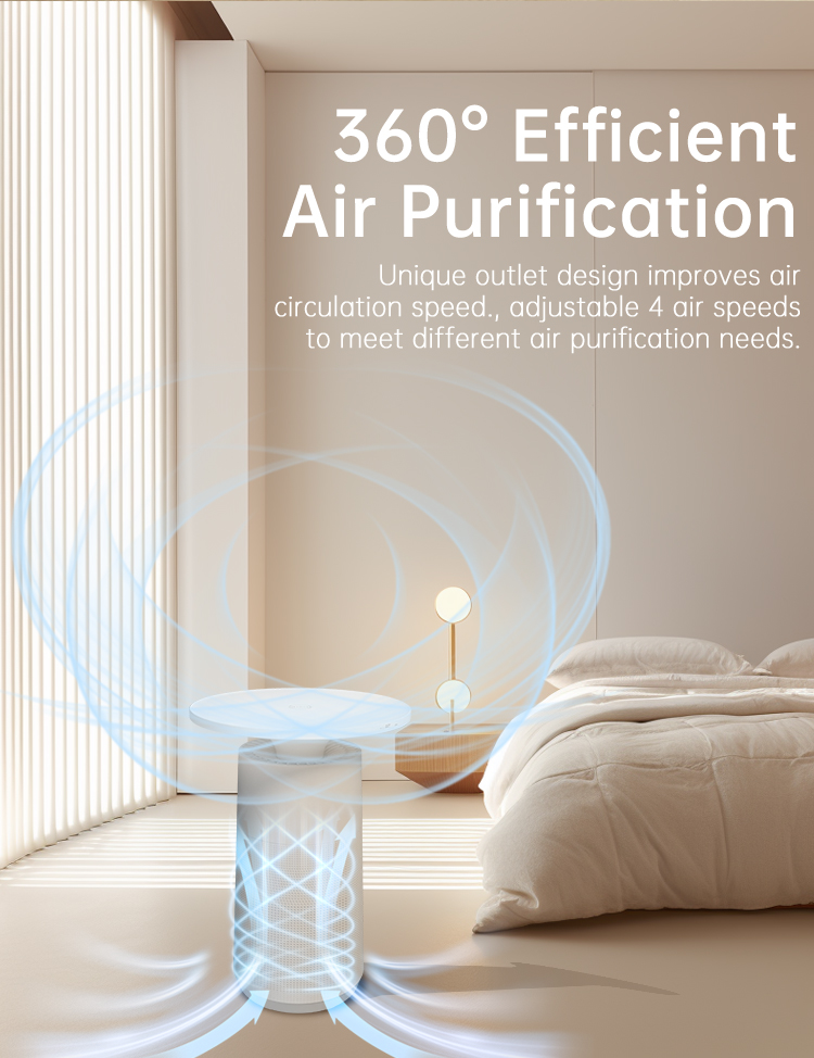 2 in 1 Multi Purpose table type Air Purifier Hepa Filter with Wireless Charging and light