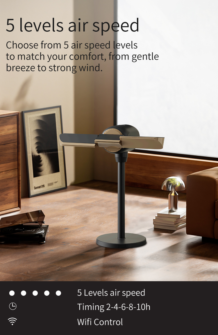 360&deg;Multi-direction 5 air speeds tuya Smart Bladeless Cooling Tower Fan