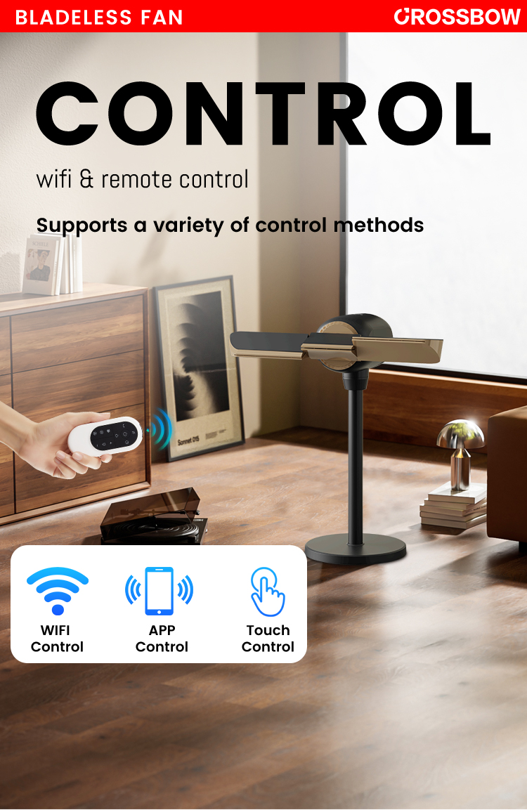 360&deg;Multi-direction 5 air speeds tuya Smart Bladeless Cooling Tower Fan