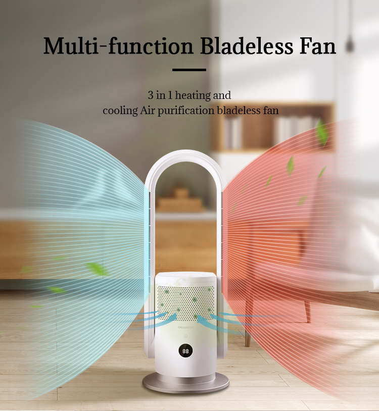3 in 1 Smart Ptc Ceramic Heating Bladeless Hot and Cold Fan Hepa Filter Air Purifier Fan