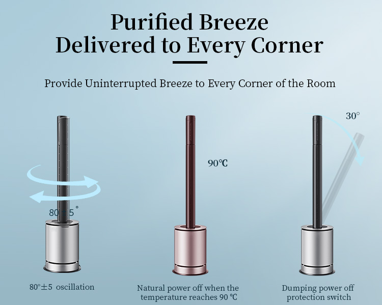 4 in 1 Bladeless Tower Fan with Air Purification, Humidification, Cooling & Heating