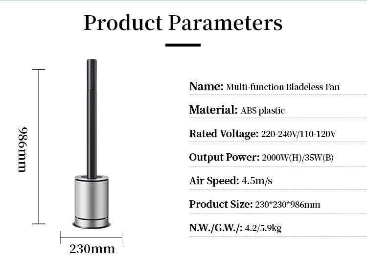 4 in 1 Bladeless Tower Fan with Air Purification, Humidification, Cooling & Heating