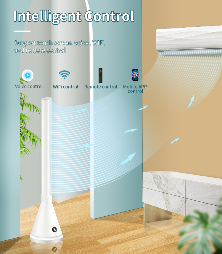 2 in 1 Smart Cooling Fan Bladeless Tower Ptc Fan Heater