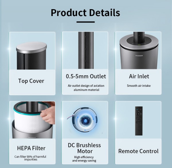 Hot and Cold Air Purifier Fan Electric Fan Heater for Room