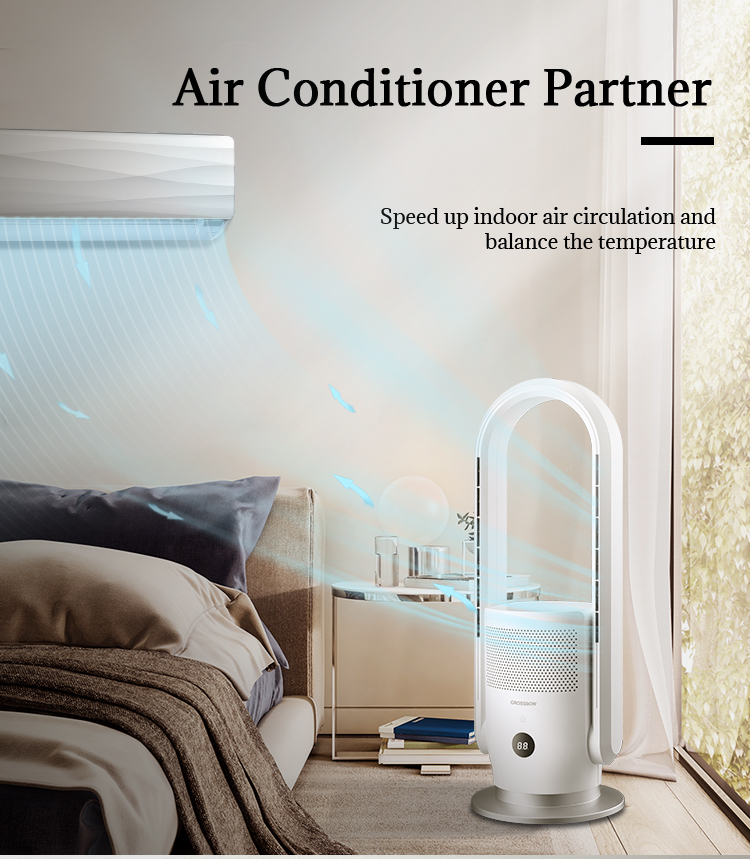 3 in 1 Smart Ptc Ceramic Heating Bladeless Hot and Cold Fan Hepa Filter Air Purifier Fan